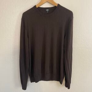 Uniqlo 100% Wool Sweater Womens Size Large Chocolate Brown Neutral Closet Staple